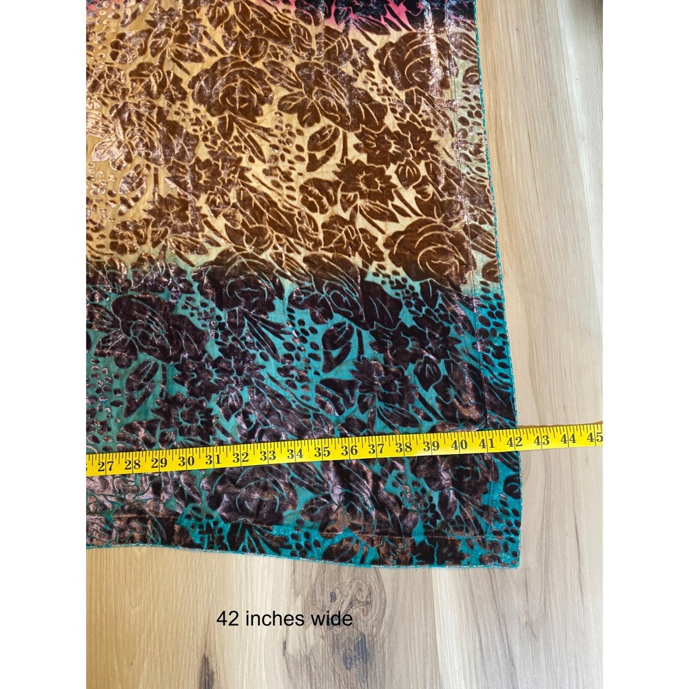 Floral Burnout Velvet Oversized Shawl Scarf Wrap Multicolor Metallic Trim 42x88 - Picture 3 of 6